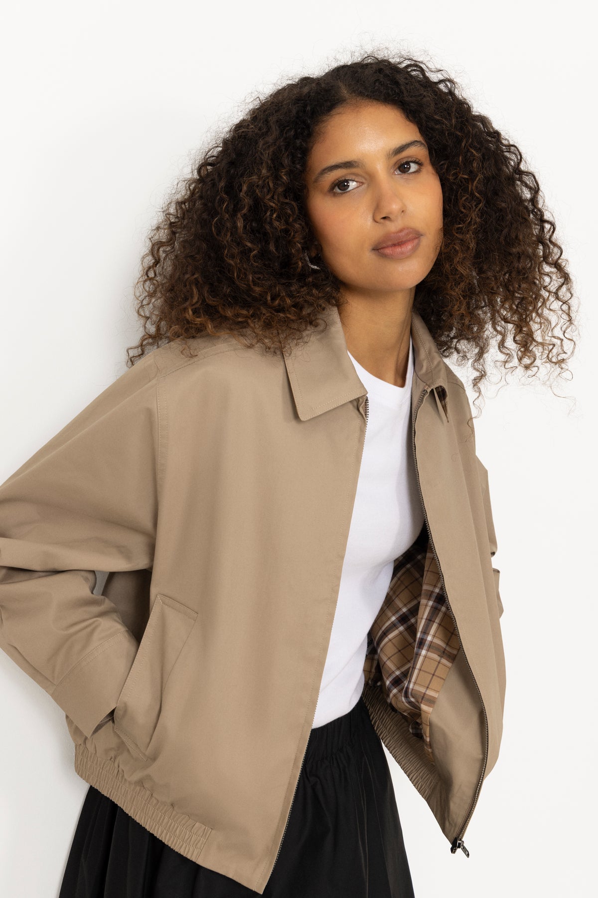 Blouson Zip Up Jacket - Khaki
