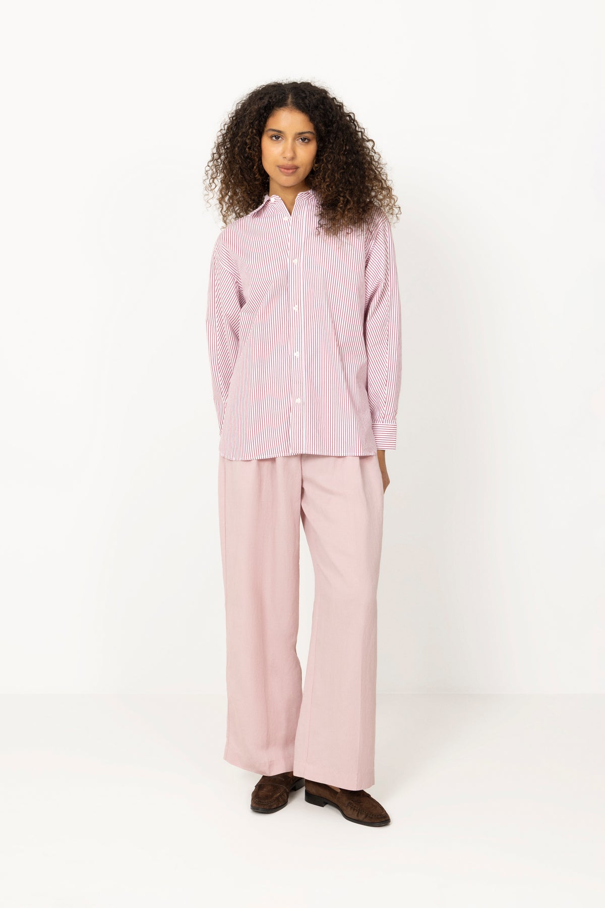 Coastal Shirt - White Red Pinstripe