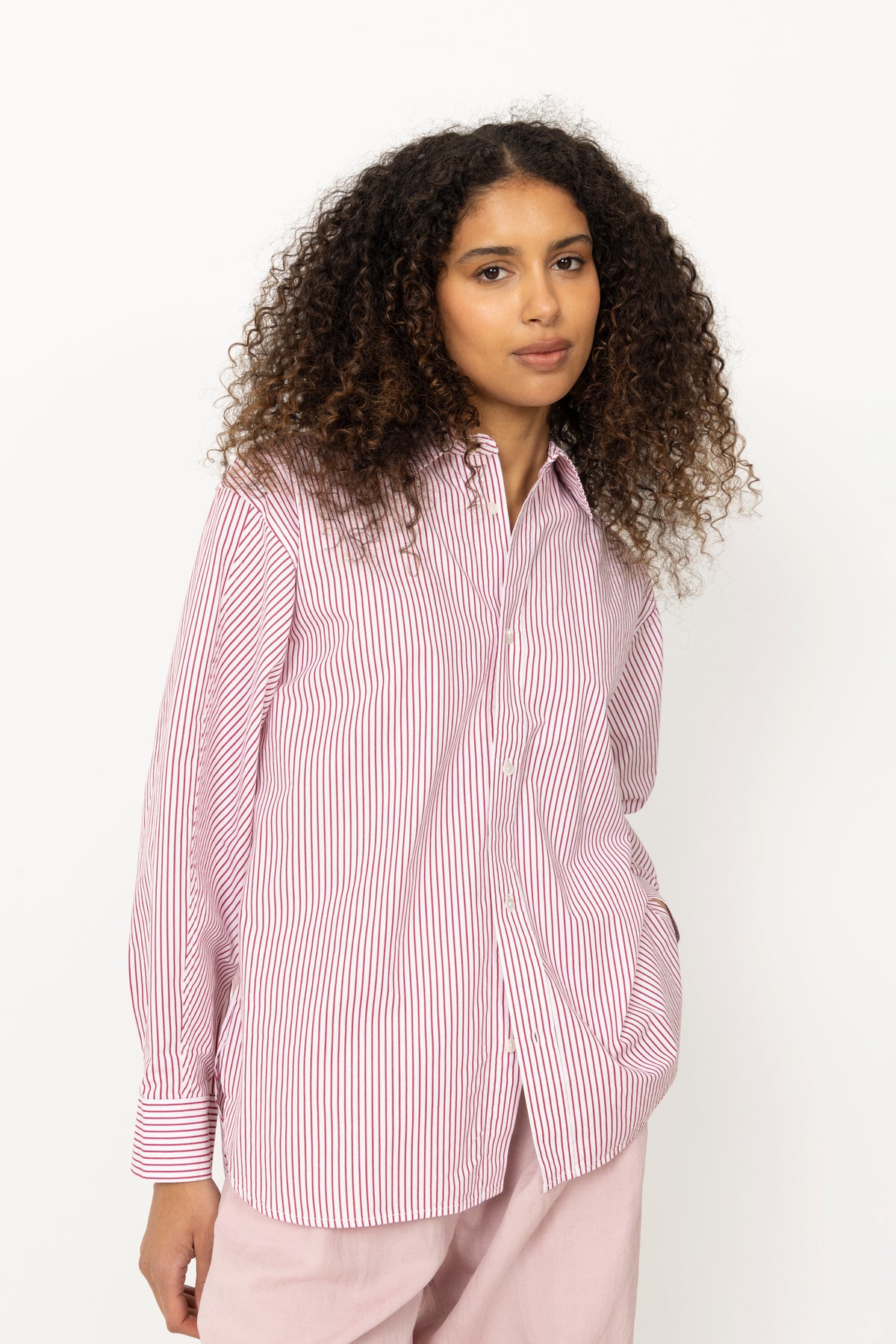 Coastal Shirt - White Red Pinstripe