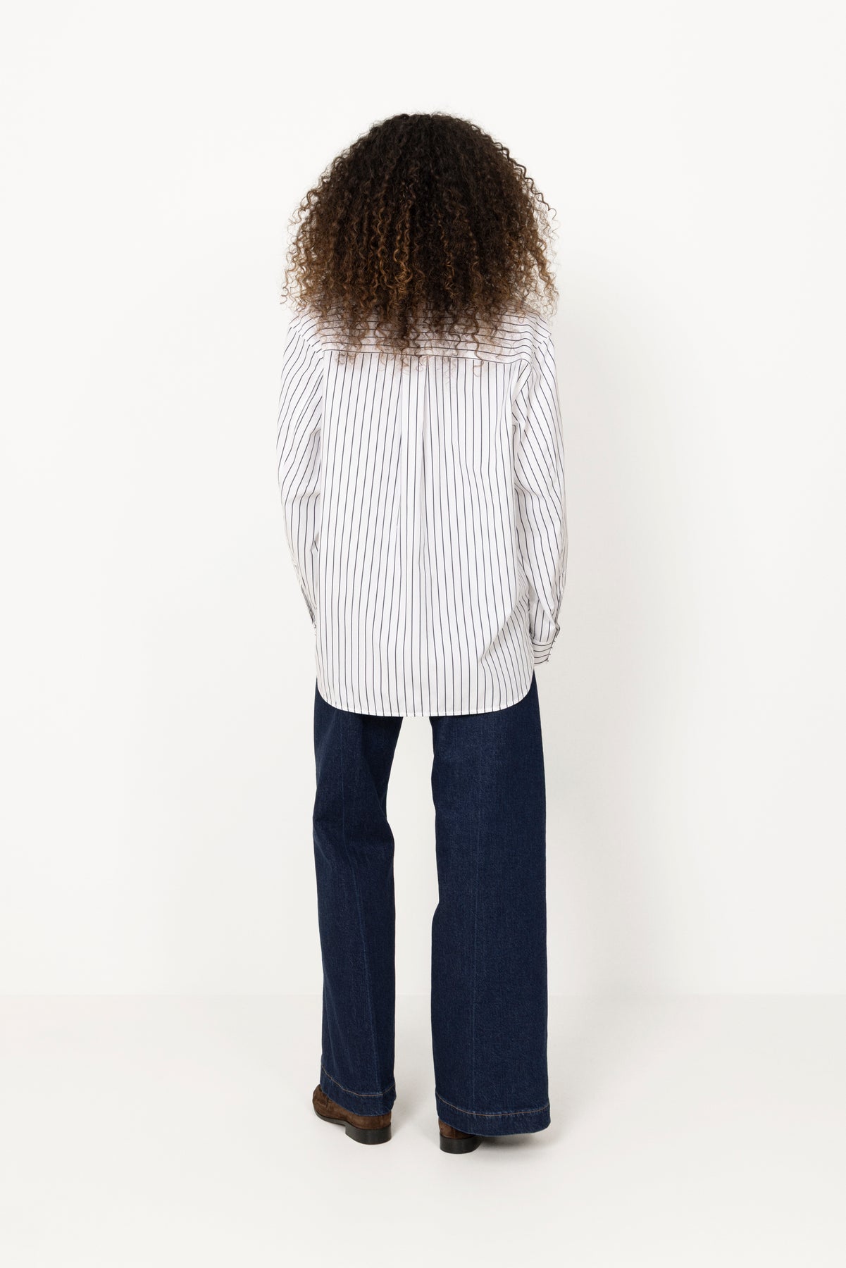 Poplin Workwear Shirt - Black White Stripe