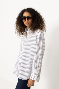 Poplin Workwear Shirt - Black White Stripe