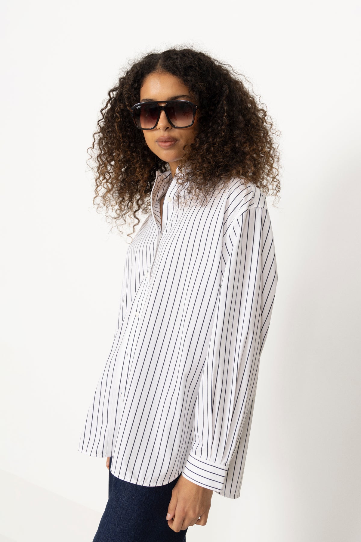 Poplin Workwear Shirt - Black White Stripe