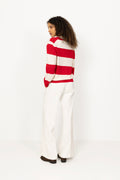 Estate Pique Sweater - Red Macadamia Stripe