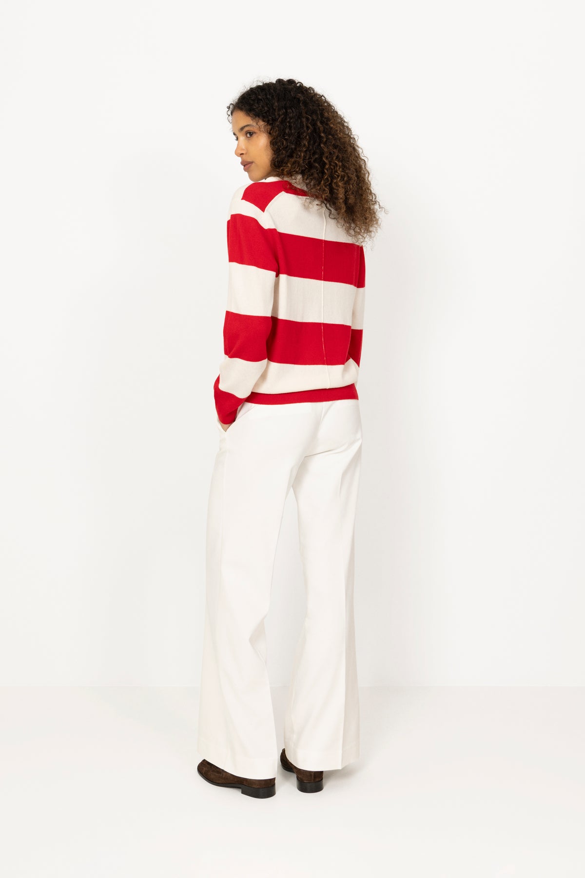 Estate Pique Sweater - Red Macadamia Stripe