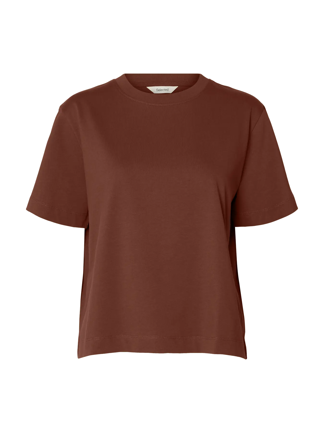Slfessential Ss Boxy Tee Noos - Cherry Mahogany
