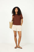 Slfessential Ss Boxy Tee Noos - Cherry Mahogany