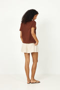 Slfessential Ss Boxy Tee Noos - Cherry Mahogany