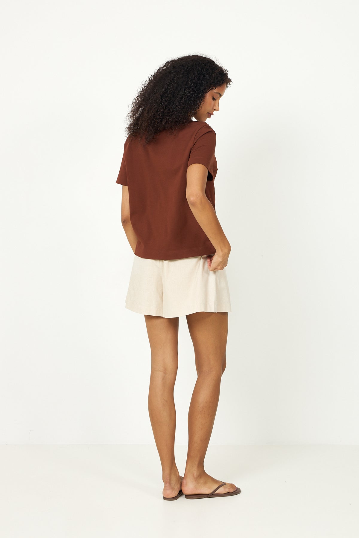 Slfessential Ss Boxy Tee Noos - Cherry Mahogany