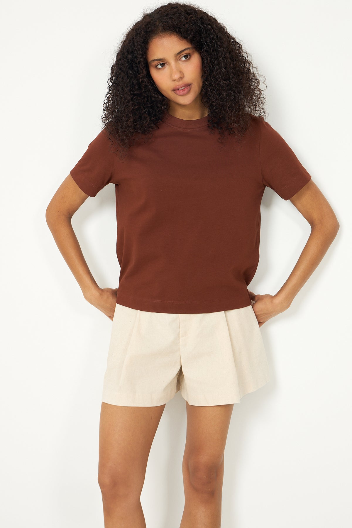 Slfessential Ss Boxy Tee Noos - Cherry Mahogany