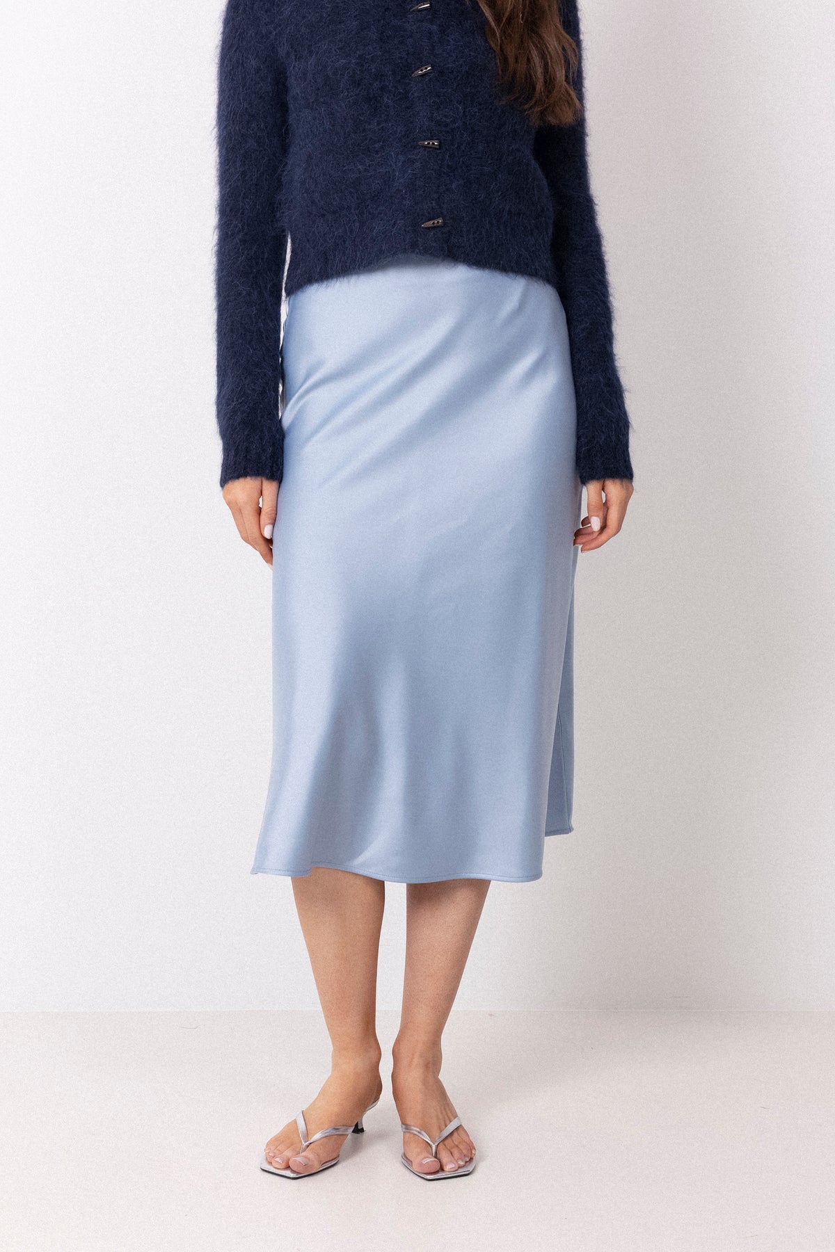 Slflena Hw Midi Skirt - Dusty Blue