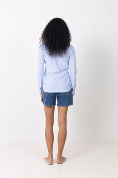 Krista Hw Mid Blue Denim Shorts - Medium Blue Denim
