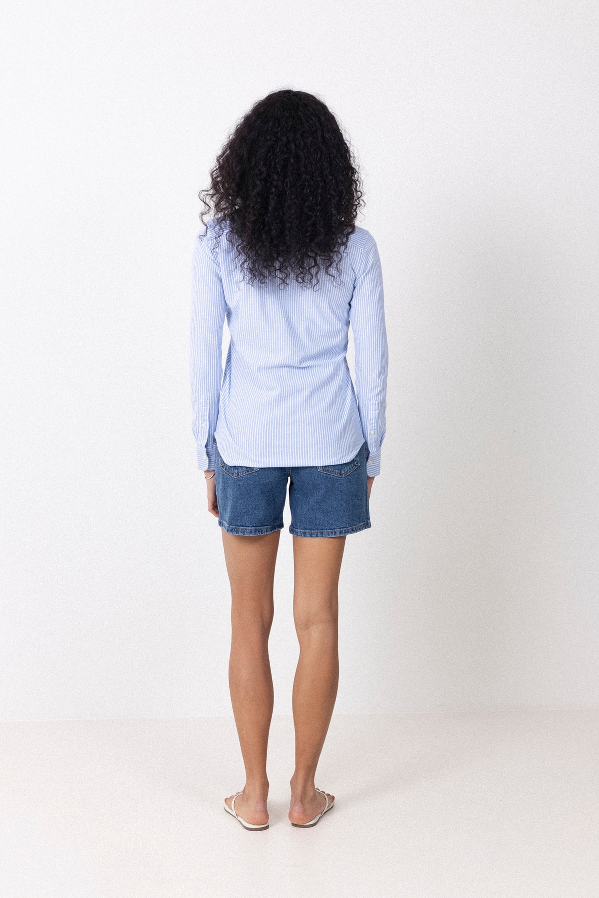 Krista Hw Mid Blue Denim Shorts - Medium Blue Denim