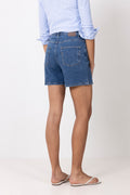 Krista Hw Mid Blue Denim Shorts - Medium Blue Denim