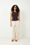 Slfviva-Gulia Hw Striped Sun Pant - Sandshell Chocolate Chip