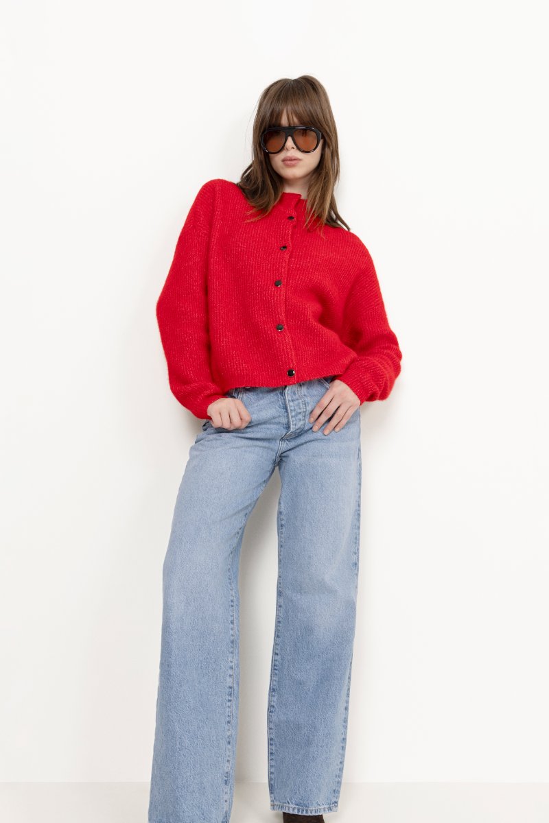 Alphagz Short Cardigan - Postbox Mélange