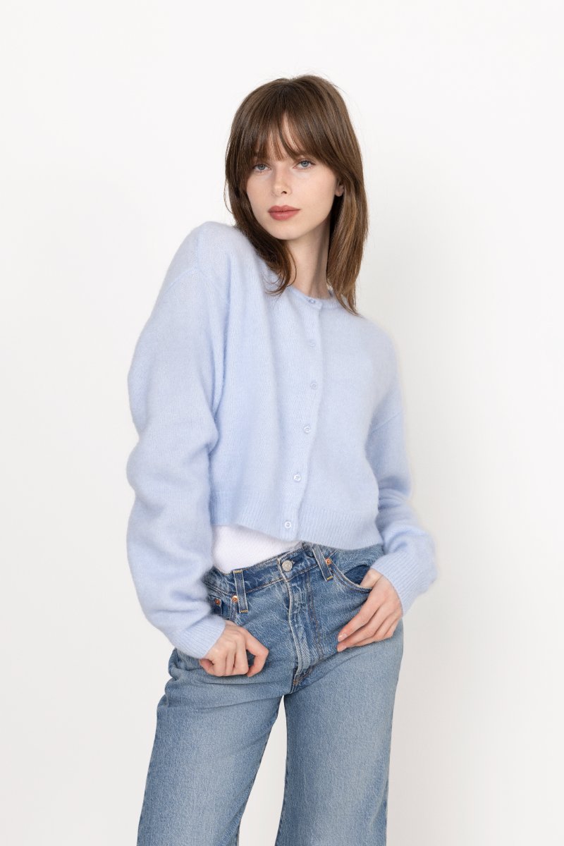 Gzdebbie Short Cardigan - Blue Finch Mélange