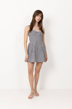 Marcella Mini Dress - Black Textured Gingham