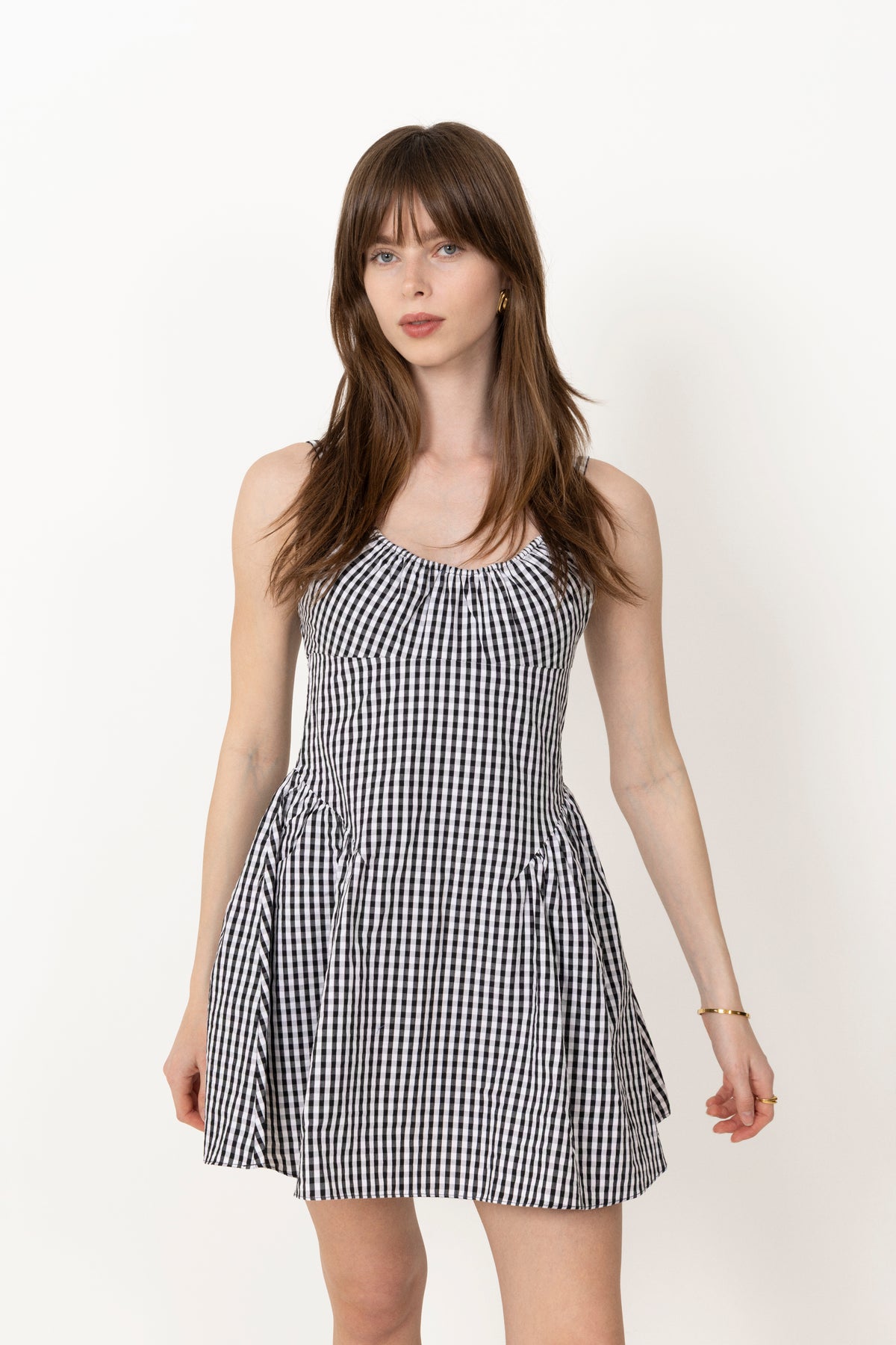 Marcella Mini Dress - Black Textured Gingham