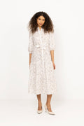 Kate Long Dress - Off White/Blue