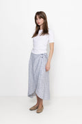 Peony Wrap Skirt - Light Blue/Off White