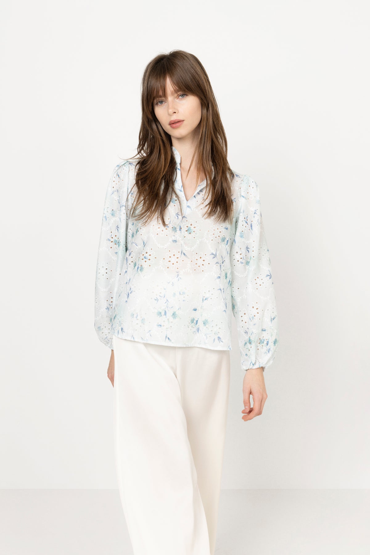 Grete Blouse - Blue/White