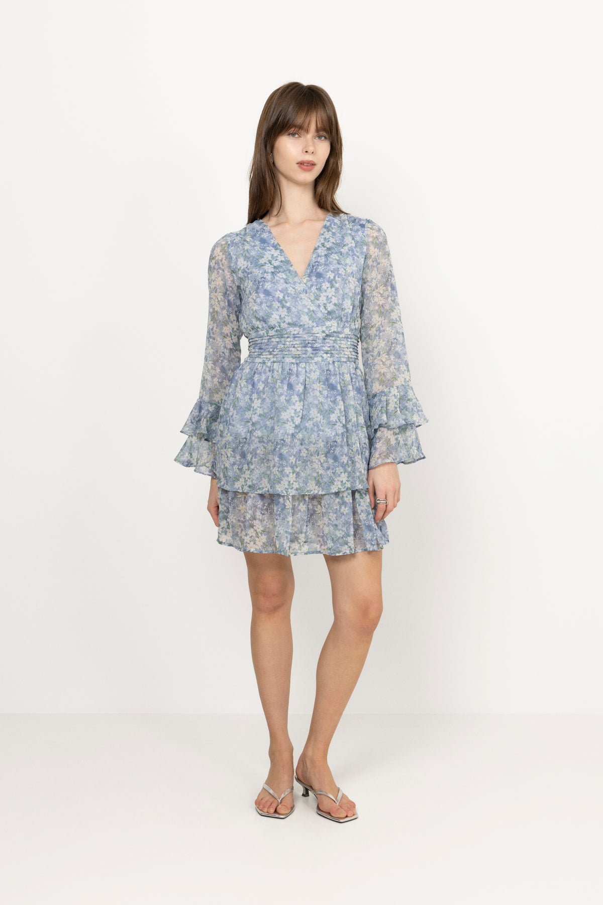Florella Short Dress - Blue/Off White