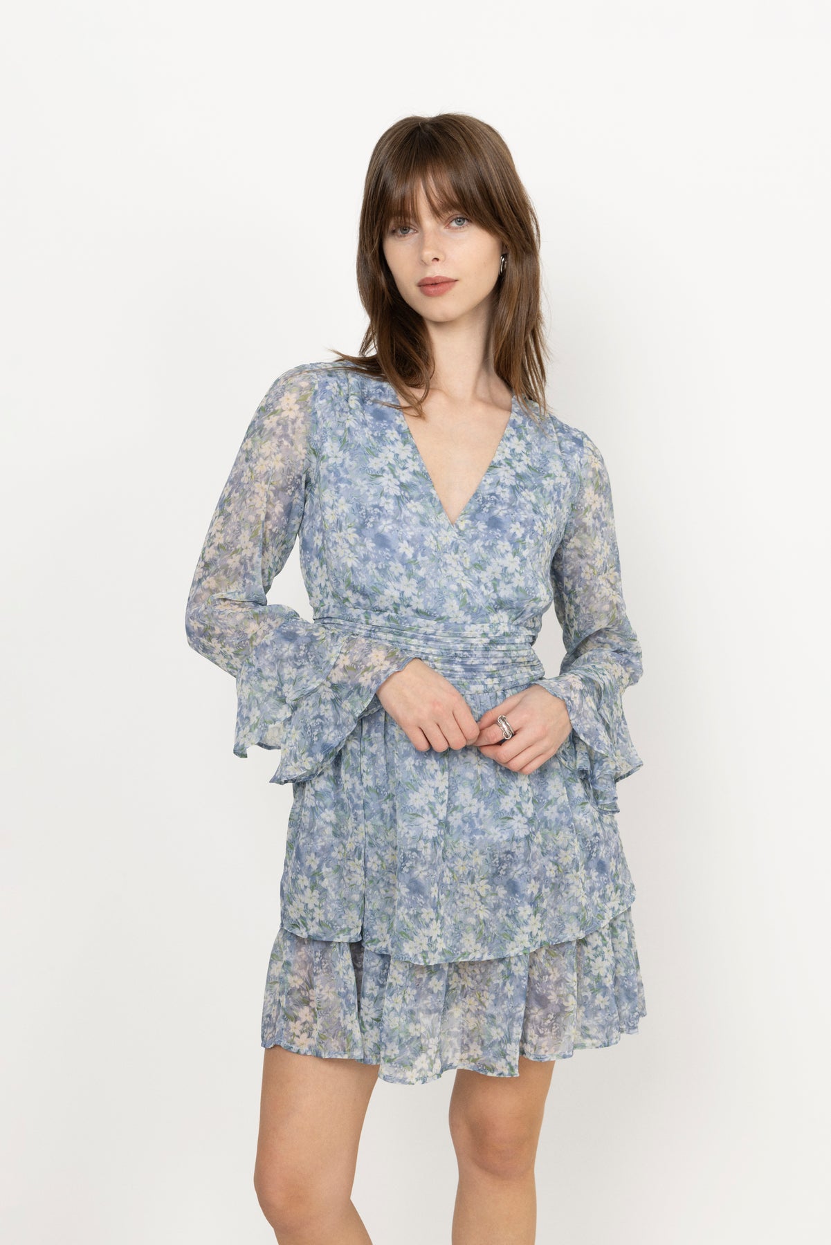 Florella Short Dress - Blue/Off White