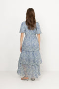 Florella Sleeve Dress - Blue/Off White