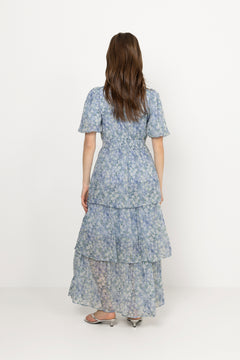 Florella Sleeve Dress - Blue/Off White