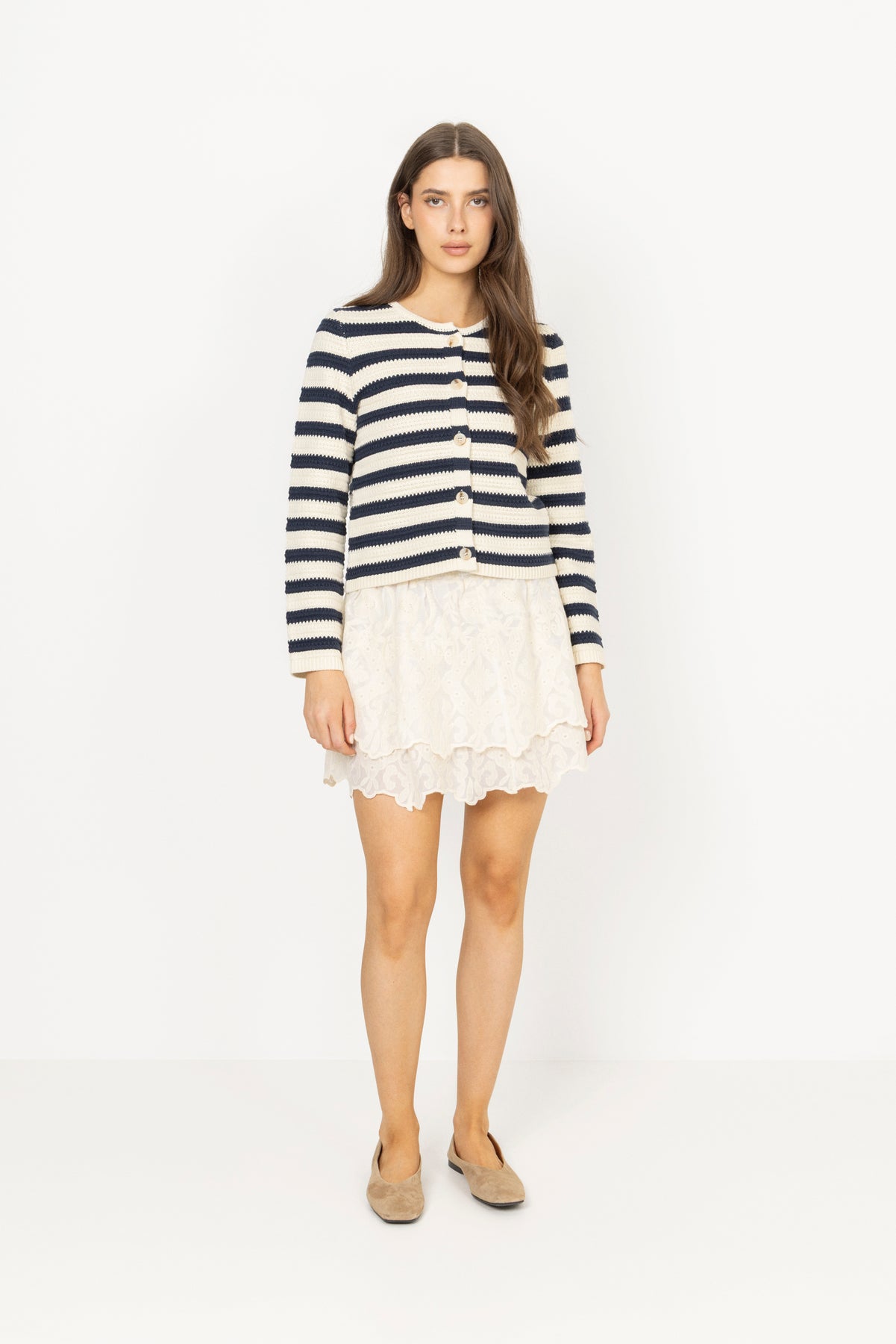Ellinoric Lace Mini Skirt - Vintage White