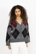 Saschaic Cardigan - Grey Argyle