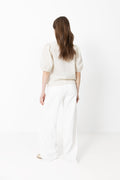 Tiffany Short Sleeve Stripe Shirt - Off White/Black Stripe