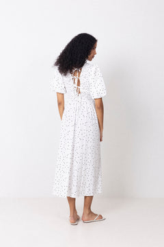 Tabita Dot Dress - White With Black Dots
