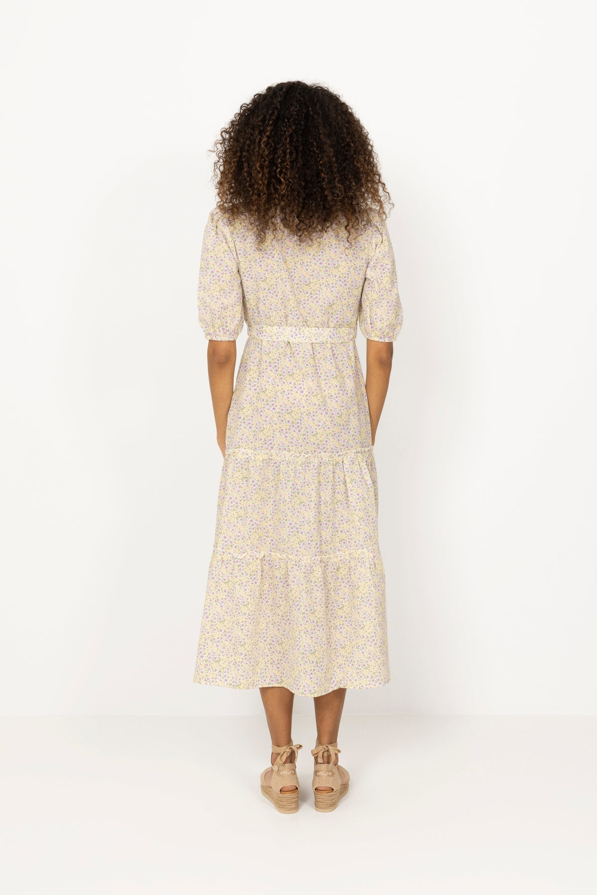 Kate V-Neck Long Dress - Lilac/Yellow