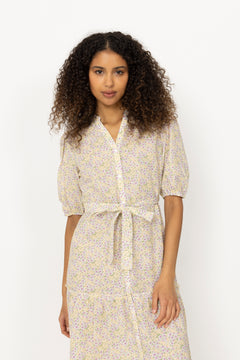 Kate V-Neck Long Dress - Lilac/Yellow