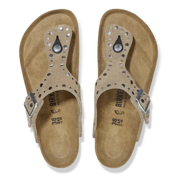 Gizeh Rivets Suede Leather Regular - Taupe