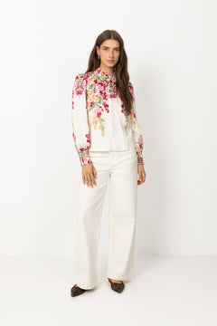 Yasrosie Ls Shirt - Birch New Rosie Print