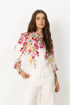 Yasrosie Ls Shirt - Birch New Rosie Print