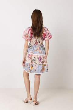 Yasmessa SS Short Dress - Pristine W. Ballerina/Skyway