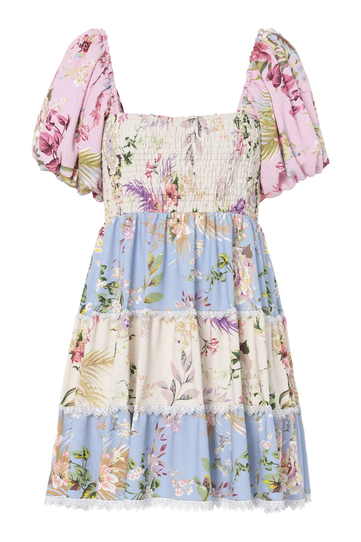 Yasmessa SS Short Dress - Pristine W. Ballerina/Skyway