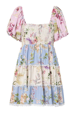 Yasmessa SS Short Dress - Pristine W. Ballerina/Skyway