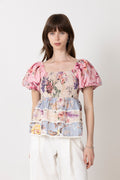 Yasmessa Ss Smock Top - Pristine W. Ballerina/Skyway