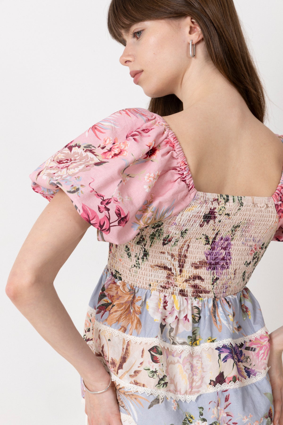 Yasmessa Ss Smock Top - Pristine W. Ballerina/Skyway