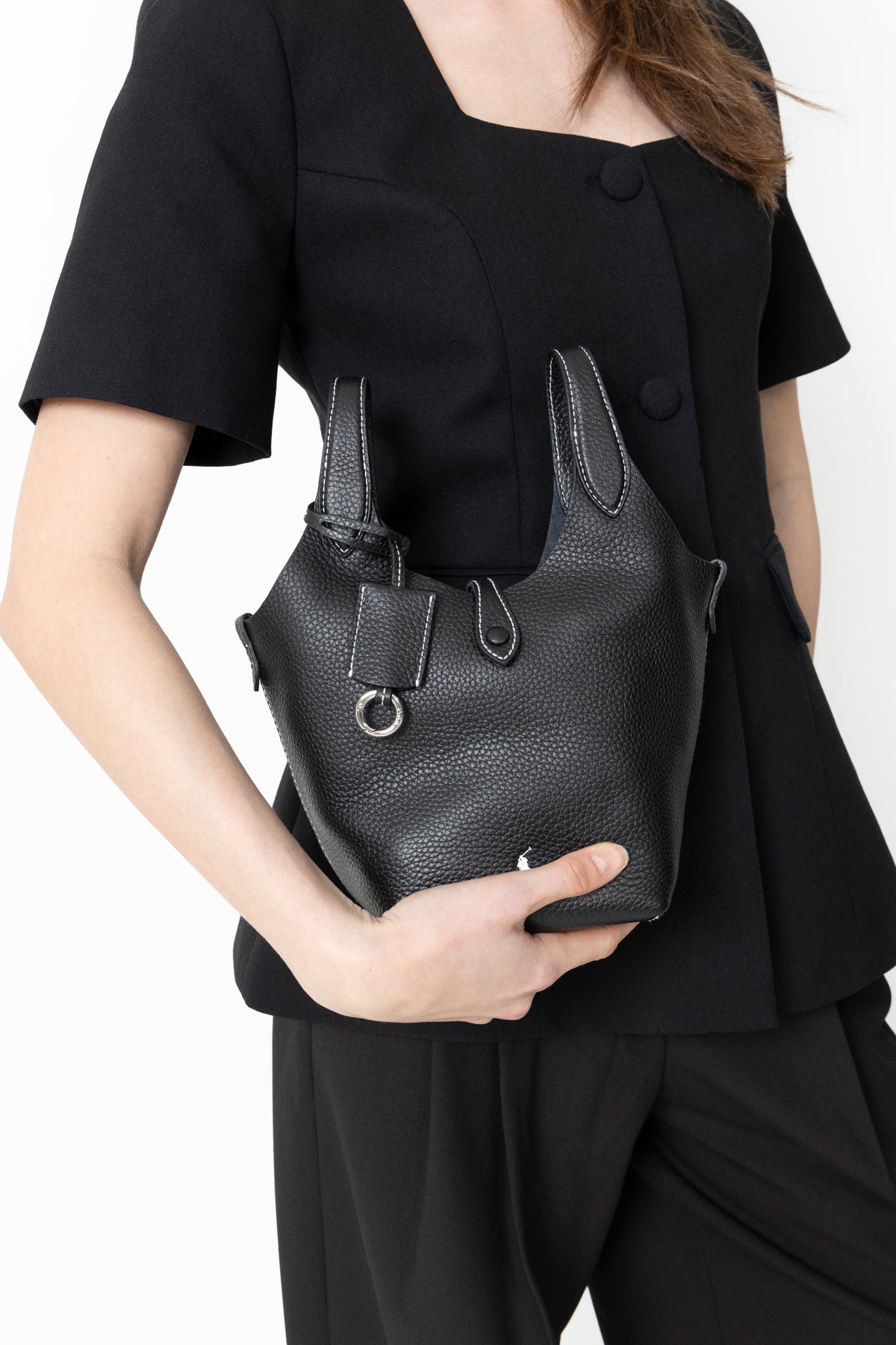 Polo Play Leather Small Tote & Crossbody - Black