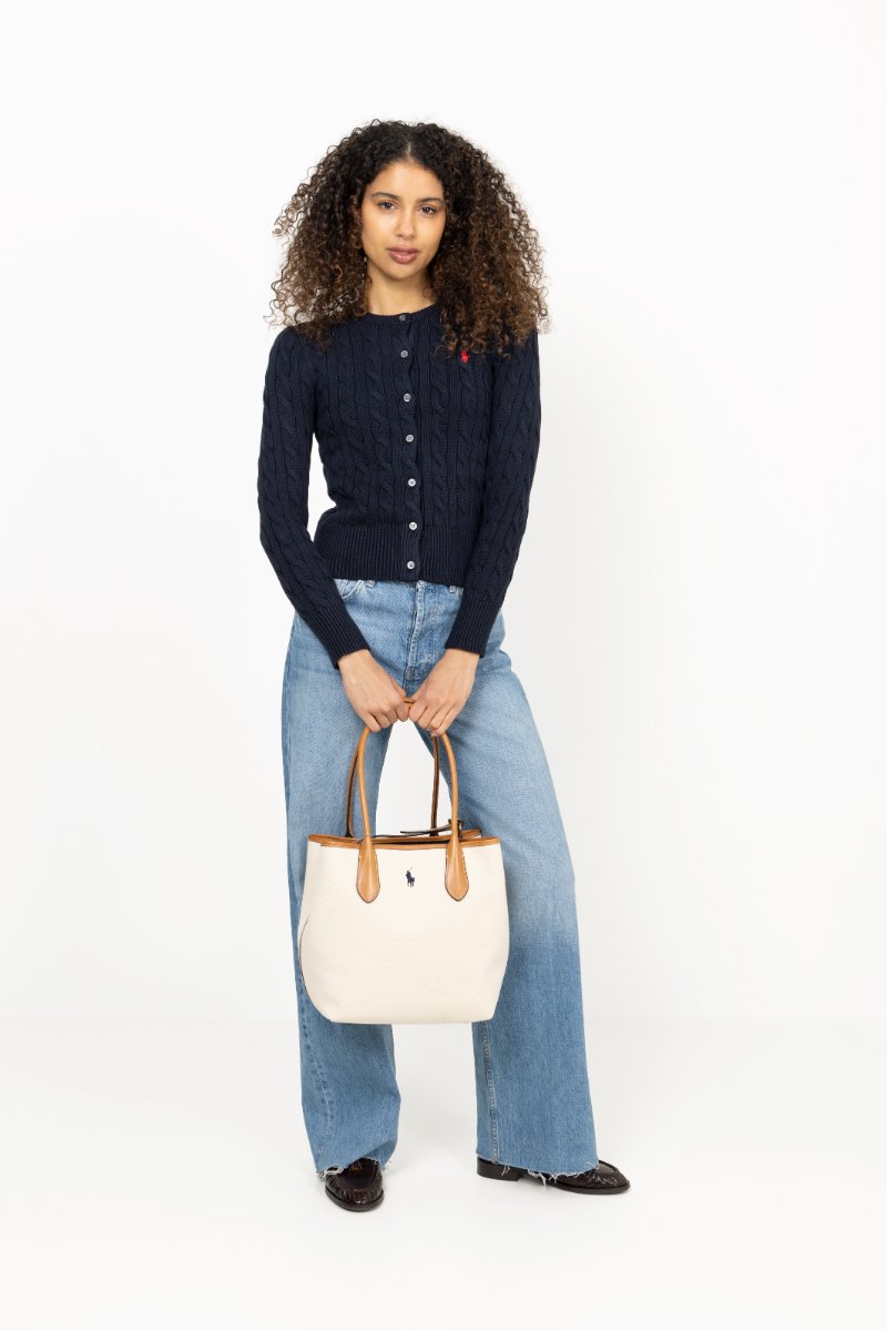 Bellport Canvas Medium Tote - Natural/Navy