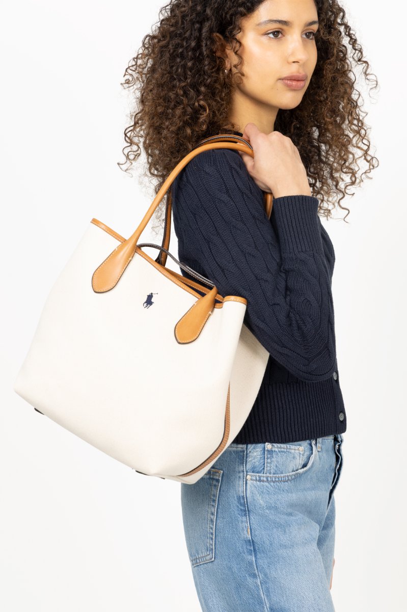 Bellport Canvas Medium Tote - Natural/Navy