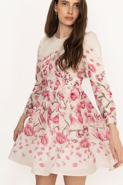Leoni Silk Blend Mini Dress - Tulip Pink