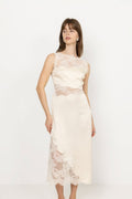Desire Lace Trimmed Cut Out Midi Dress - Vanilla