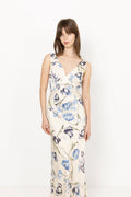 Thelma Open Back Satin Maxi Dress - Tulip Blue