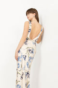 Thelma Open Back Satin Maxi Dress - Tulip Blue